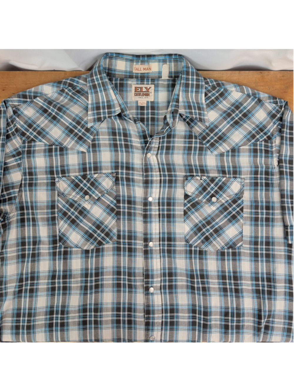 Vintage Ely Cattleman Short Sleeve Snap Button Plaid Western Shirt Large Tall